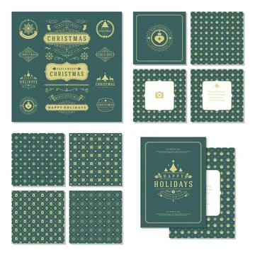 Christmas labels and badges vector design elements set 스톡 일러스트