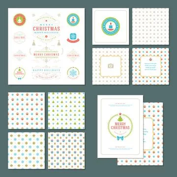 Christmas labels and badges vector design elements set Illustrazione stock