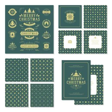 Christmas labels and badges vector design elements set Stock Illustration