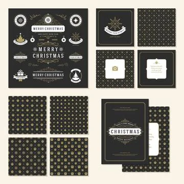 Christmas labels and badges vector design elements set and greeting cards t.. 스톡 일러스트