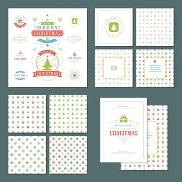 Christmas labels and badges vector design elements set Illustrazione stock