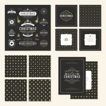 Christmas labels and badges vector design elements set Illustrazione stock