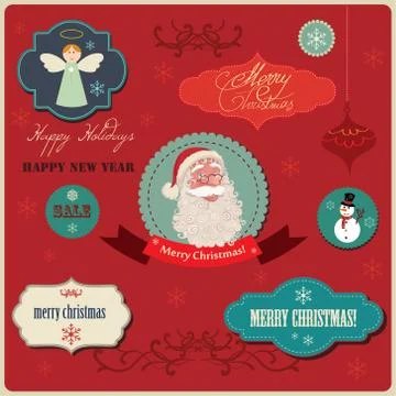 Christmas labels elements 스톡 일러스트