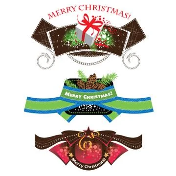 Christmas labels, set elements, vector illustration Stock Illustration