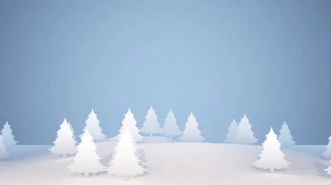 Christmas landscape of flat white pine trees on a blue background Stock Footage 252582169