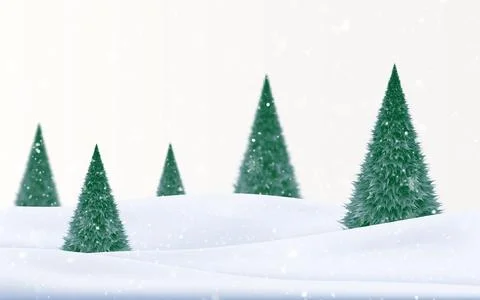 Christmas Landscape with Snow and Christmas Trees. Stock Illustration