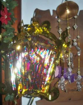 Christmas lantern and plastic angels Stock Photos