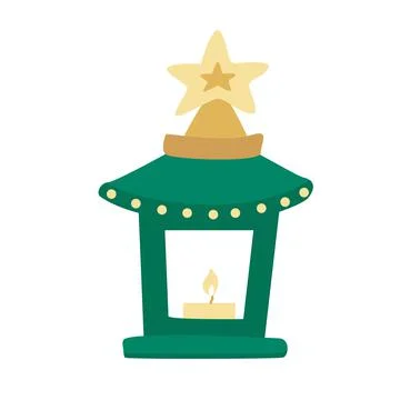 Christmas lantern with a burning candle in it vector Stock Illustration
