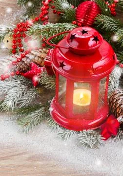 Christmas lantern close up Stock Photos