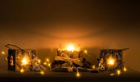 Christmas lantern with decorations Stock-Fotos