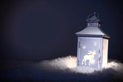 Christmas lantern shining in the night Stock Photos