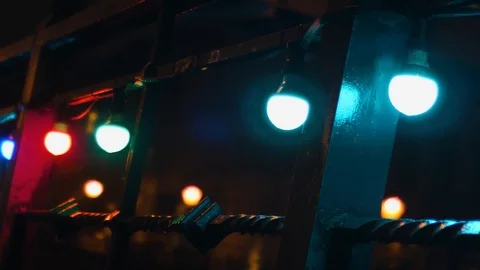 Christmas lanterns on the bridge Stock Footage 125818496