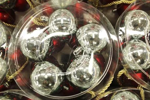 Christmas Lanterns in Packaging Top View Stock Photos