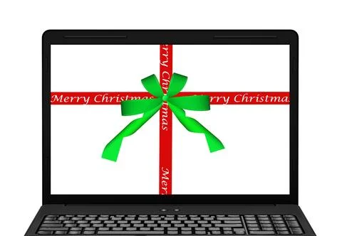 Christmas laptop computer Stock Photos