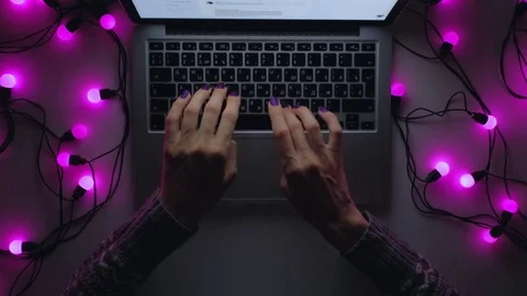 Christmas laptop typing Stock-Footage 82654994