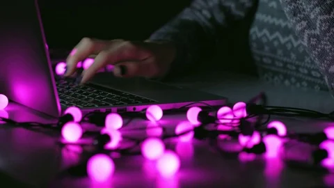 Christmas laptop typing Stock Footage 82656010
