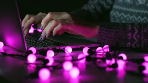 Christmas laptop typing Video stock 82656225