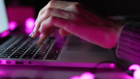 Christmas laptop typing Stock Footage 82656622
