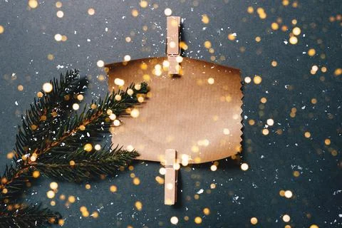 Christmas layout ecological packaging on a grey background Stock Photos