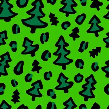 Christmas Leopard seamless pattern. Trendy animal print made of Christmas t.. Stock Illustration