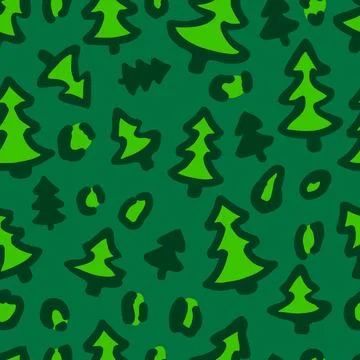 Christmas Leopard seamless pattern. Trendy animal print made of Christmas t.. Stock Illustration