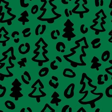 Christmas Leopard seamless pattern. Trendy animal print made of Christmas t.. Illustrazione stock