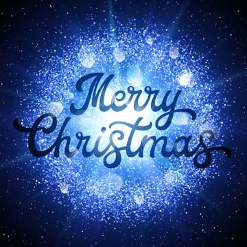 Christmas lettering on explosion background. Stock Illustration
