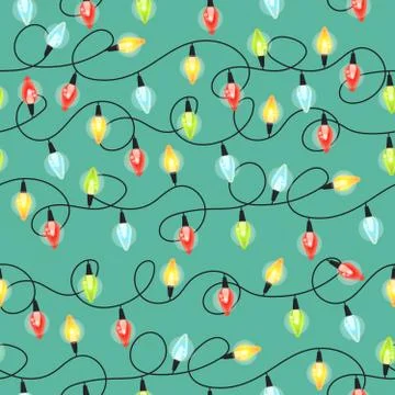 Christmas light bulbs seamless pattern, Colorful xmas garland, Christmas and  Illustrazione stock