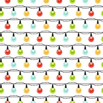 Christmas light bulbs seamless pattern, Colorful xmas garland, Christmas and  Illustrazione stock
