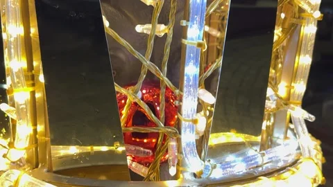Christmas light decorations on town square in Serock, Poland Stock Footage 301088319
