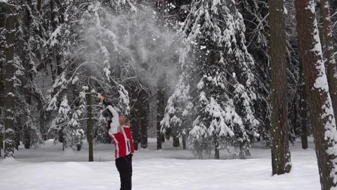 Christmas light falling on the background of blurred trees Stock Footage 169316675