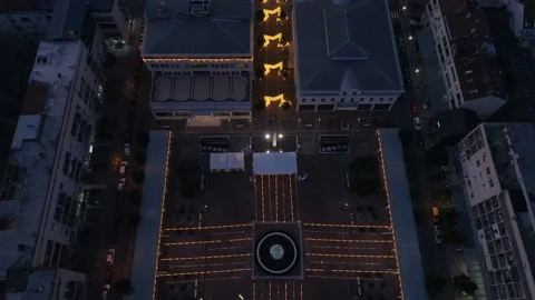 Christmas light installation on Independence Square in Podgorica Stock Footage 123159006