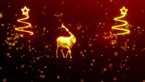 Christmas light particles and dear  background shining gold particles Stock Footage 220201025
