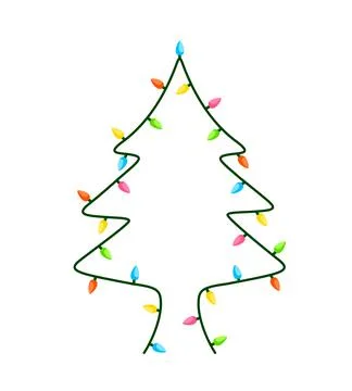 Christmas light in shape of christmas tree. Stock Illustration