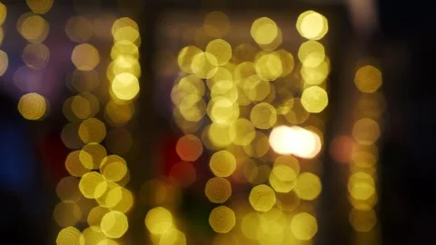 Christmas light soft focus background, blurred golden twinkle glitter backdrop Stock Footage 320412672