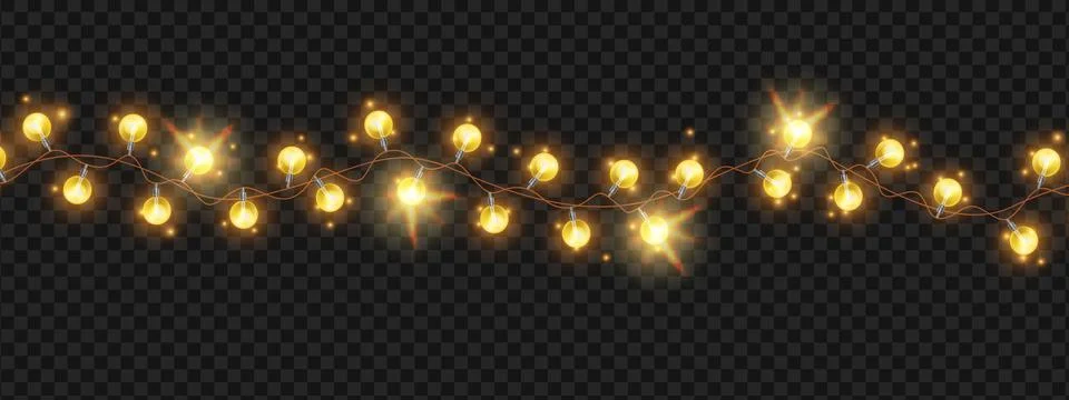 Christmas light string garland, vector holiday bright bulbs, x-mas festive Illustrazione stock