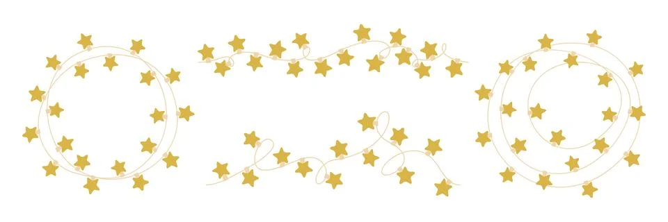 Christmas light xmas with string festive decorative and gold holiday star Stock Illustration