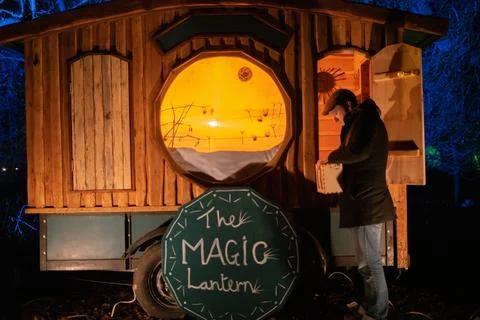 Christmas lighting and stories the magic lantern 스톡 사진