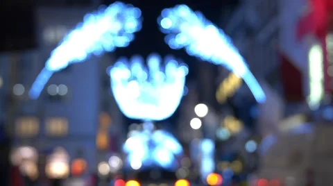 Christmas lights and decorations in Bond street, London Stock Footage 57344732