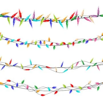 Christmas Lights Background Vector. Strings Of Christmas Lights. Design Elements Stock Illustration