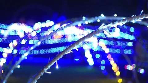 Christmas Lights Blinking With Silhouettes 4K 29.97 Stock-Footage 100638486