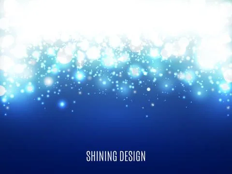 Christmas lights on blue background. Snow and particles with bokeh Stock Illustration