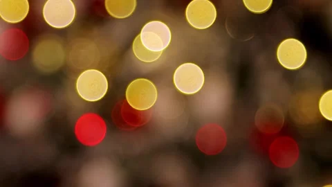 Christmas lights bokeh, selective focus blurred background smooth focus movement Stock Footage 252876107