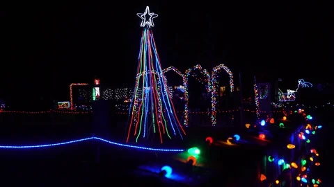Christmas Lights from a bridge Vídeos de archivo 82752261