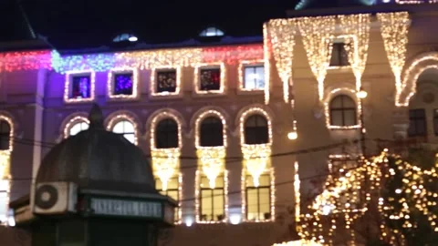 Christmas lights in Bucharest, Romania Stock Footage 144136647
