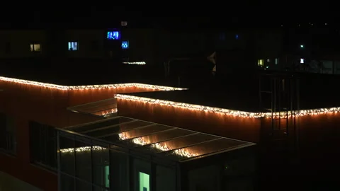 Christmas Lights on the Building Stock Footage 258602203