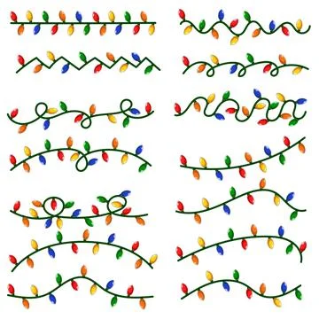 Christmas lights collection set vector illustration Stock Illustration