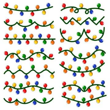 Christmas lights collection set vector illustration Stock Illustration