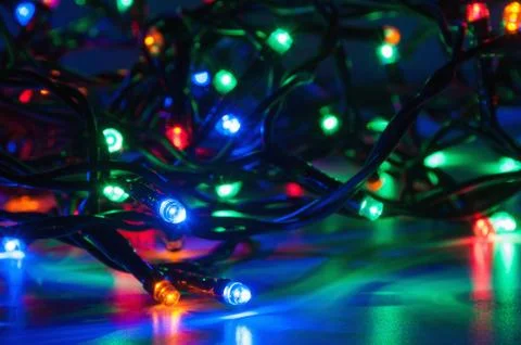 Christmas lights on dark background 스톡 사진