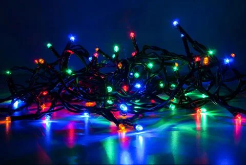 Christmas lights on dark background 스톡 사진